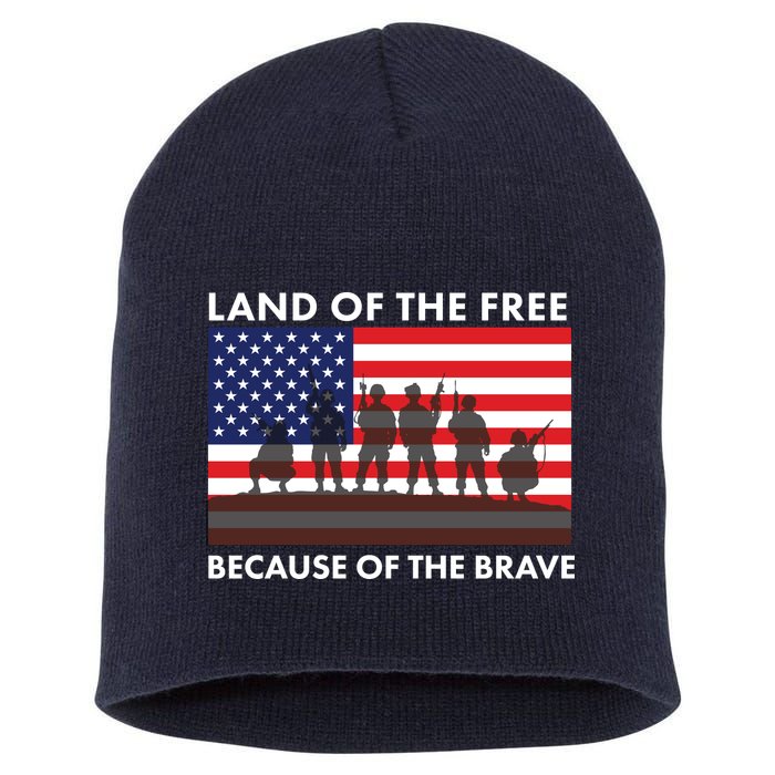 Land Of The Free Because Of The Brave Short Acrylic Beanie