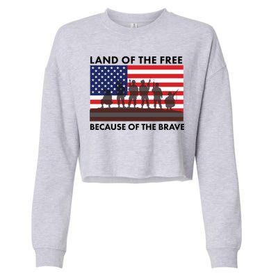 Land Of The Free Because Of The Brave Cropped Pullover Crew