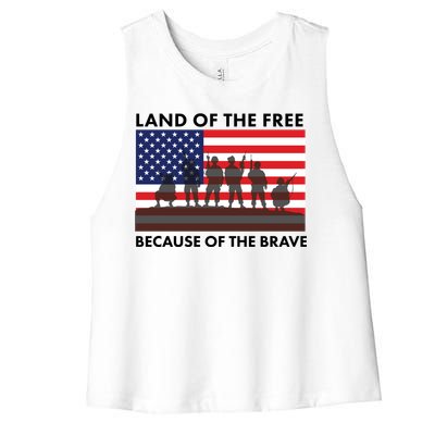 Land Of The Free Because Of The Brave Women's Racerback Cropped Tank