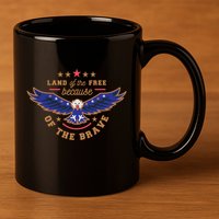 Land Of The Free Because Of The Brave Eagle 11oz C Handle Ceramic Mug