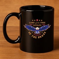 Land Of The Free Because Of The Brave Eagle 11oz C Handle Ceramic Mug