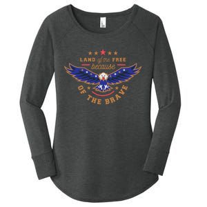 Land Of The Free Because Of The Brave Eagle Women's Perfect Tri Tunic Long Sleeve Shirt