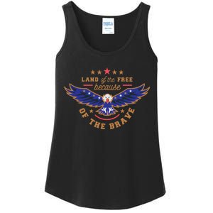 Land Of The Free Because Of The Brave Eagle Ladies Essential Tank