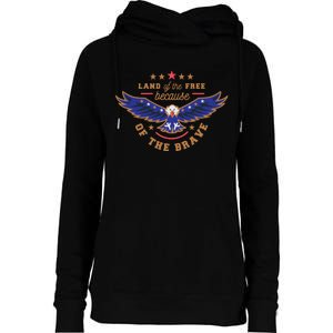 Land Of The Free Because Of The Brave Eagle Womens Funnel Neck Pullover Hood