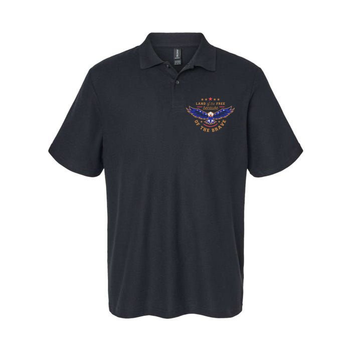 Land Of The Free Because Of The Brave Eagle Softstyle Adult Sport Polo