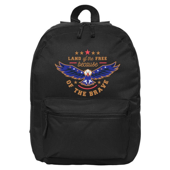 Land Of The Free Because Of The Brave Eagle 16 in Basic Backpack