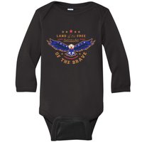 Land Of The Free Because Of The Brave Eagle Baby Long Sleeve Bodysuit