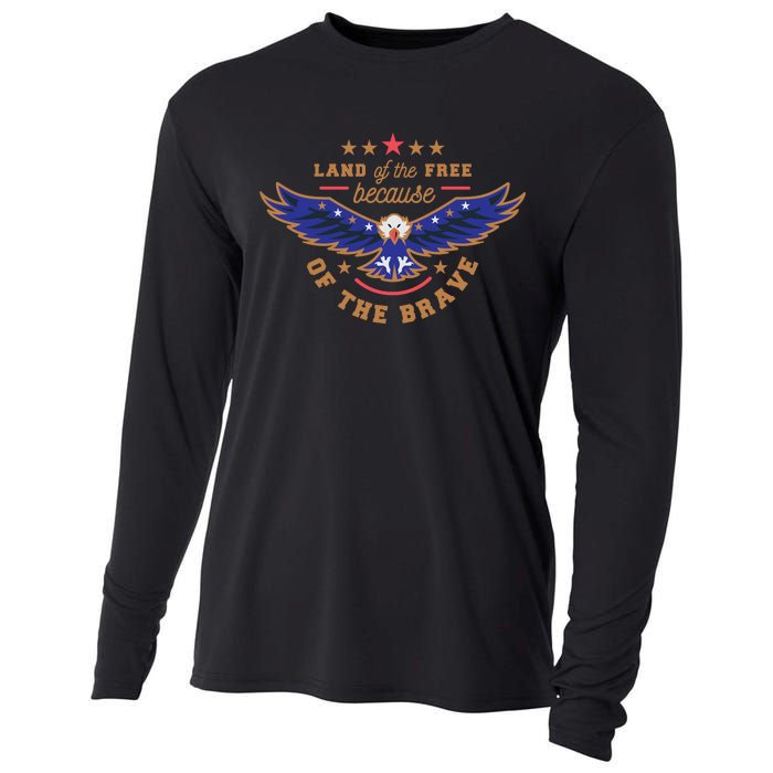 Land Of The Free Because Of The Brave Eagle Cooling Performance Long Sleeve Crew