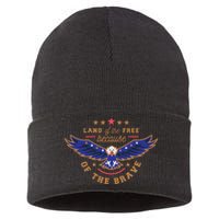 Land Of The Free Because Of The Brave Eagle Sustainable Knit Beanie