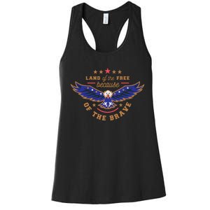 Land Of The Free Because Of The Brave Eagle Women's Racerback Tank