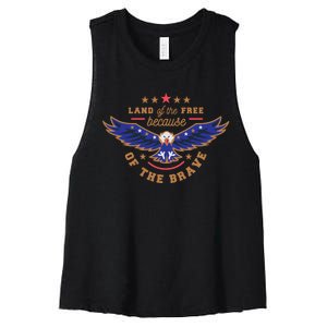 Land Of The Free Because Of The Brave Eagle Women's Racerback Cropped Tank