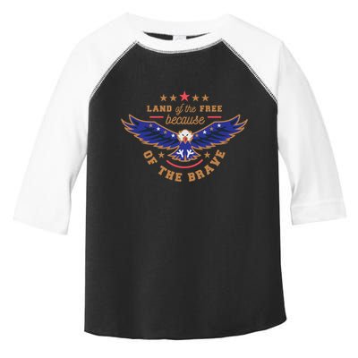 Land Of The Free Because Of The Brave Eagle Toddler Fine Jersey T-Shirt