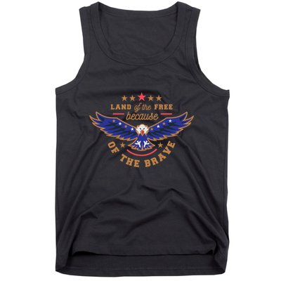 Land Of The Free Because Of The Brave Eagle Tank Top