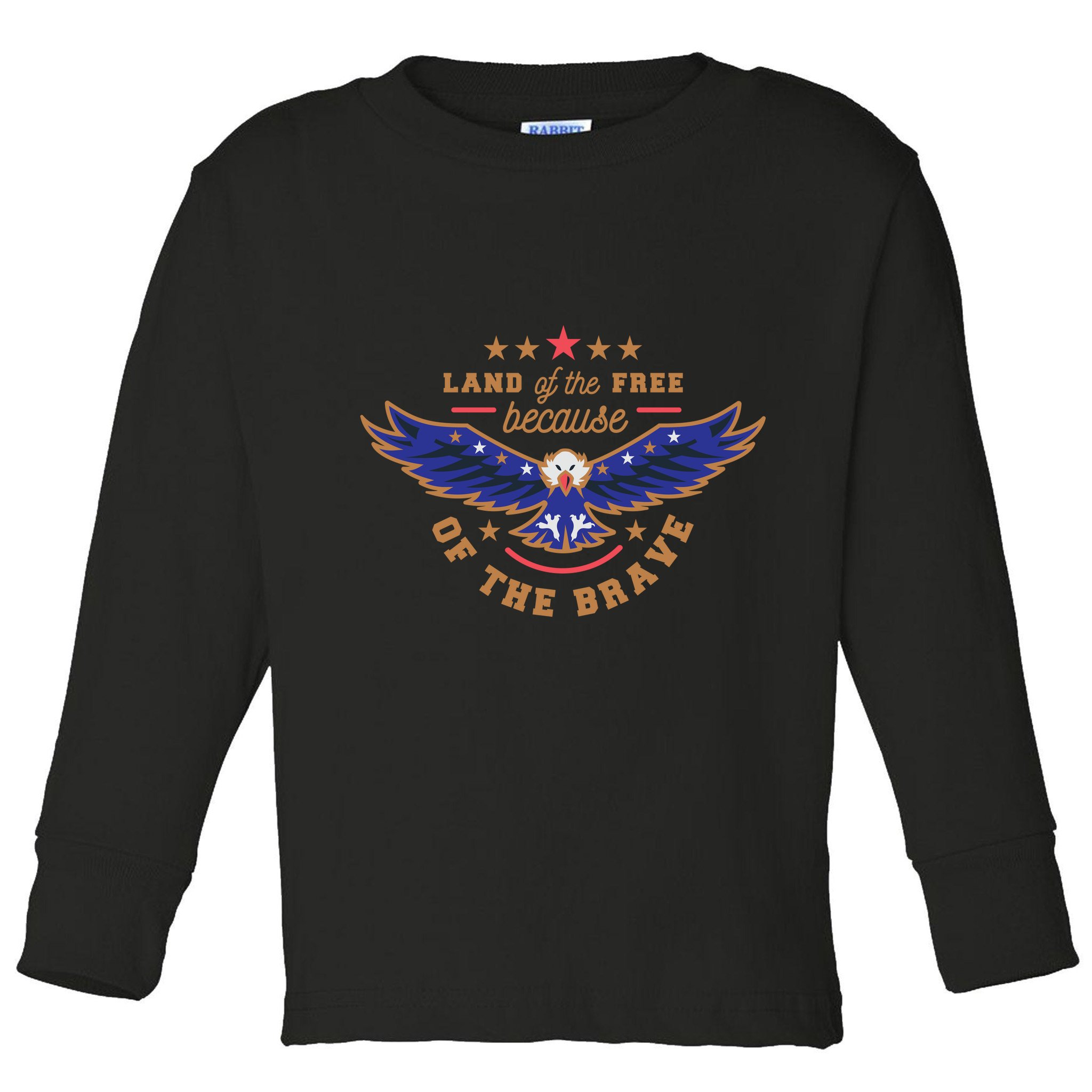 Land Of The Free Because Of The Brave Eagle Toddler Long Sleeve Shirt