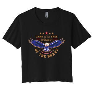 Land Of The Free Because Of The Brave Eagle Women's Crop Top Tee