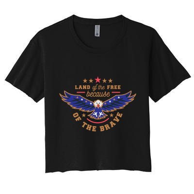 Land Of The Free Because Of The Brave Eagle Crop Top