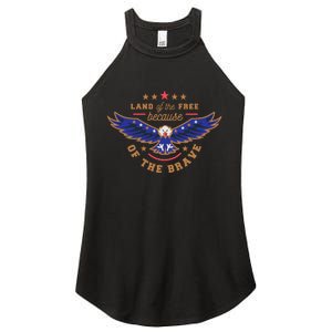 Land Of The Free Because Of The Brave Eagle Women's Perfect Tri Rocker Tank