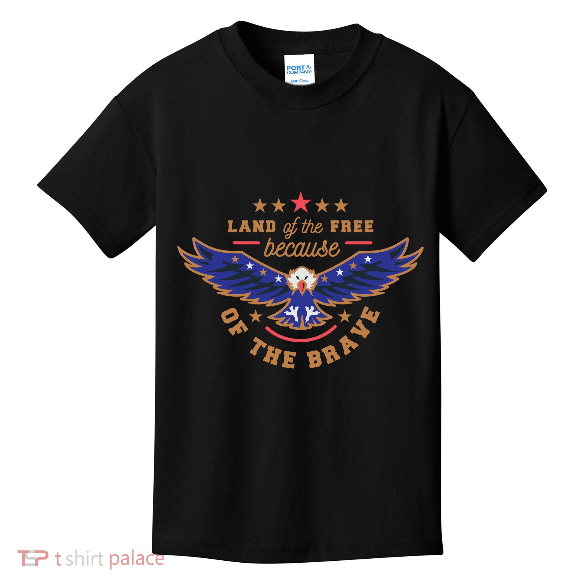 Land Of The Free Because Of The Brave Eagle Kids T-Shirt