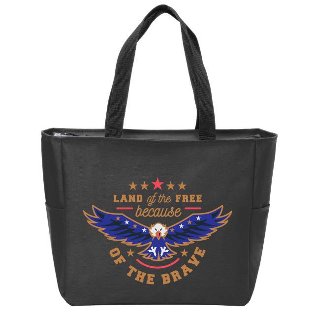 Land Of The Free Because Of The Brave Eagle Zip Tote Bag