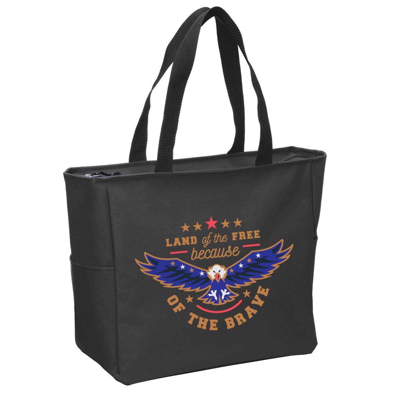 Land Of The Free Because Of The Brave Eagle Zip Tote Bag