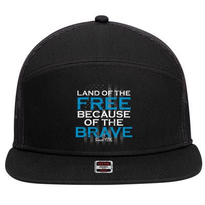 Land Of The Free Because Of The Brave USA 7 Panel Mesh Trucker Snapback Hat