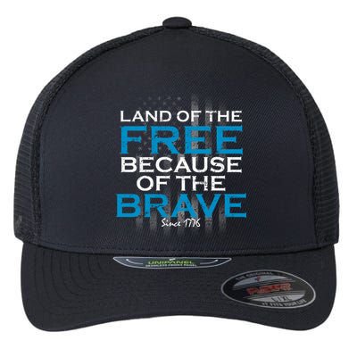 Land Of The Free Because Of The Brave USA Flexfit Unipanel Trucker Cap