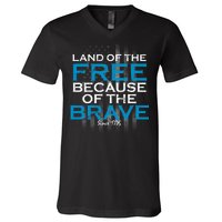 Land Of The Free Because Of The Brave USA V-Neck T-Shirt