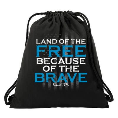 Land Of The Free Because Of The Brave USA Drawstring Bag