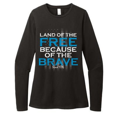 Land Of The Free Because Of The Brave USA Womens CVC Long Sleeve Shirt