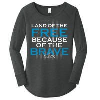 Land Of The Free Because Of The Brave USA Women's Perfect Tri Tunic Long Sleeve Shirt