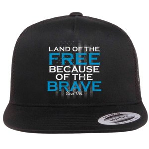 Land Of The Free Because Of The Brave USA Flat Bill Trucker Hat