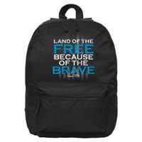 Land Of The Free Because Of The Brave USA 16 in Basic Backpack