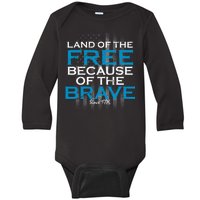 Land Of The Free Because Of The Brave USA Baby Long Sleeve Bodysuit