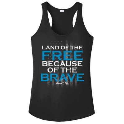 Land Of The Free Because Of The Brave USA Ladies PosiCharge Competitor Racerback Tank