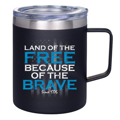 Land Of The Free Because Of The Brave USA 12oz Stainless Steel Coffee Mug