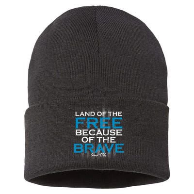 Land Of The Free Because Of The Brave USA Sustainable Knit Beanie