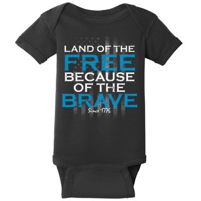 Land Of The Free Because Of The Brave USA Baby Bodysuit