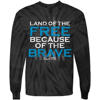 Land Of The Free Because Of The Brave USA Tie-Dye Long Sleeve Shirt