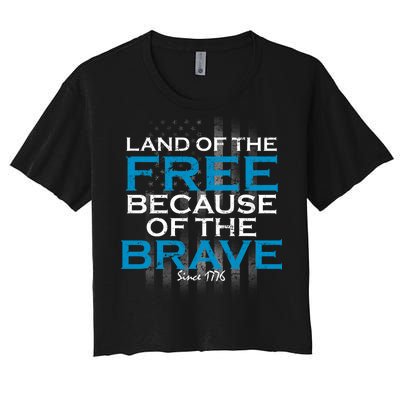 Land Of The Free Because Of The Brave USA Women's Crop Top Tee