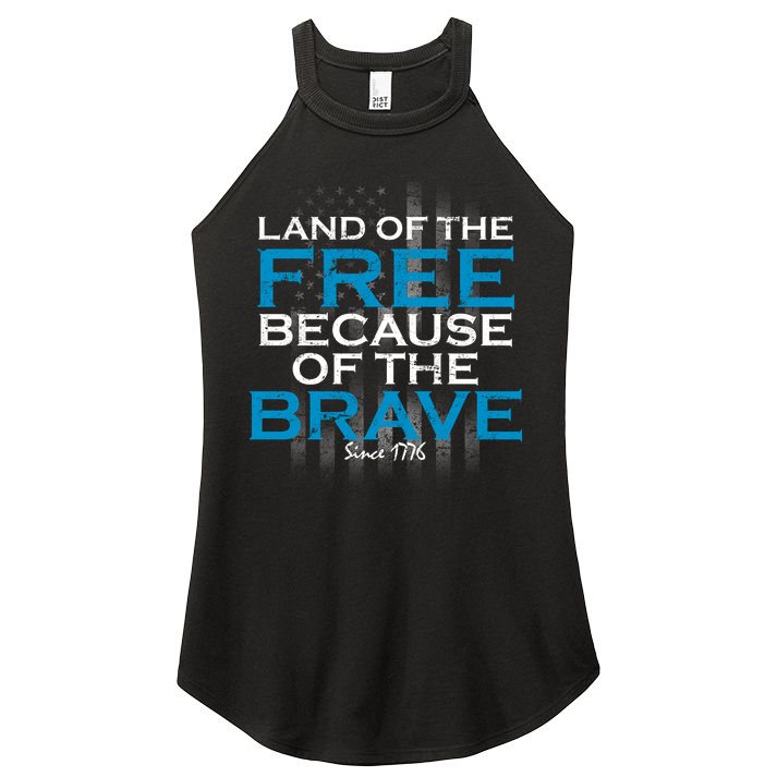 Land Of The Free Because Of The Brave USA Women's Perfect Tri Rocker Tank