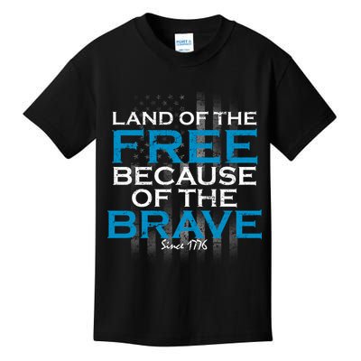 Land Of The Free Because Of The Brave USA Kids T-Shirt