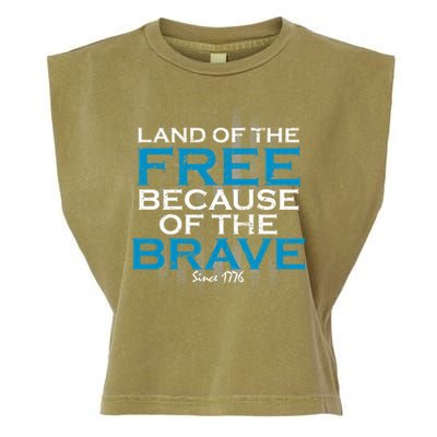 Land Of The Free Because Of The Brave USA Garment-Dyed Women's Muscle Tee
