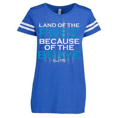 Land Of The Free Because Of The Brave USA Enza Ladies Jersey Football T-Shirt