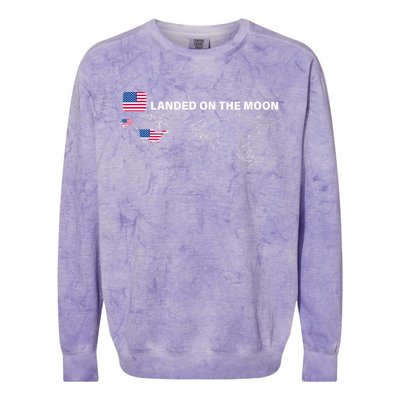 Landed On The Moon USA Map Colorblast Crewneck Sweatshirt