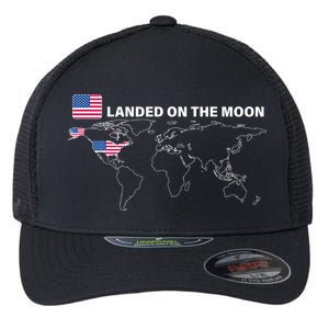 Landed On The Moon USA Map Flexfit Unipanel Trucker Cap