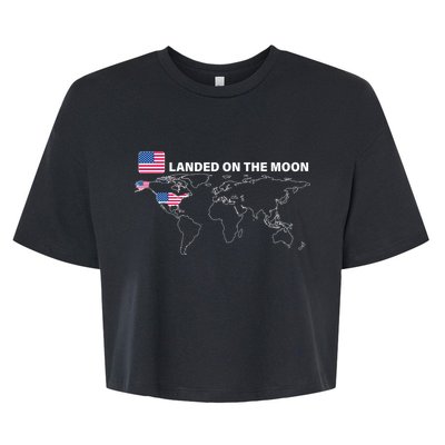 Landed On The Moon USA Map Bella+Canvas Jersey Crop Tee