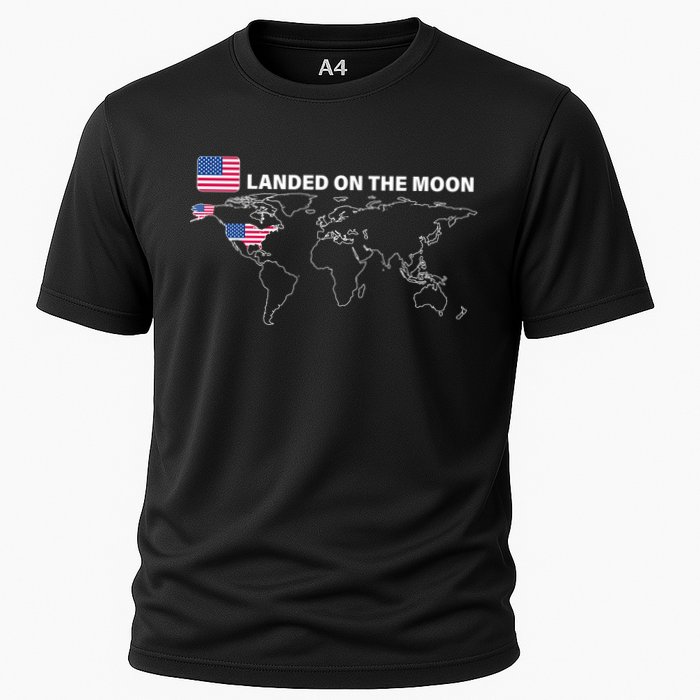 Landed On The Moon USA Map Cooling Performance Crew T-Shirt
