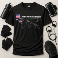 Landed On The Moon USA Map Cooling Performance Crew T-Shirt