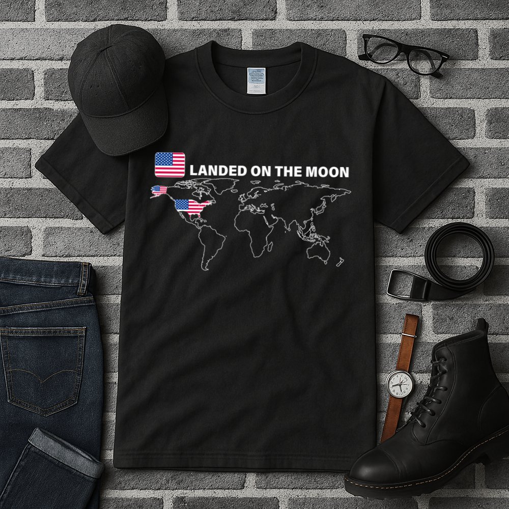Landed On The Moon USA Map Tall T-Shirt