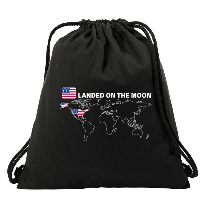 Landed On The Moon USA Map Drawstring Bag